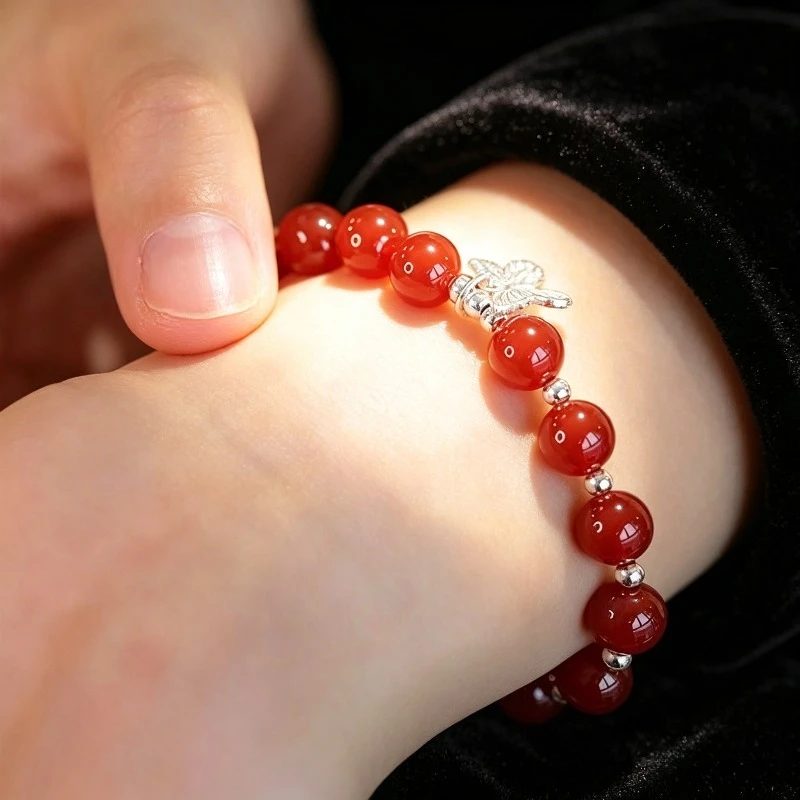 Red Real Jade Beaded Bracelet Butterfly Natural Bangle Charm Beads Amulet Luxury Designer Gemstone Fashion Gifts for Girl Women
