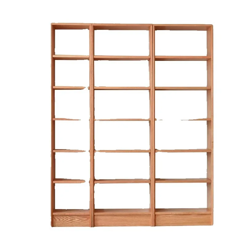 

Solid wood combination large bookcase Log red oak cherry simple partition bookshelf storage shelf whole wall