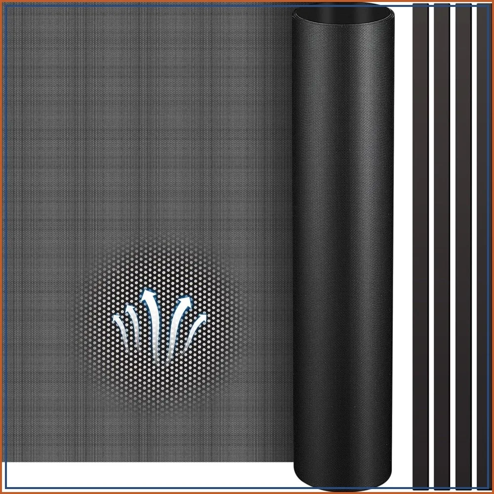 

2 Pcs 1000x300 mm DIY PC Case Dust Filter, 0.5 mm High Airflow Hole PC Fan Mesh Filter Air Vent Covers PVC Dustproof Cover with 8 Magnetic Strip for Computer Chassis Speaker and More, Black