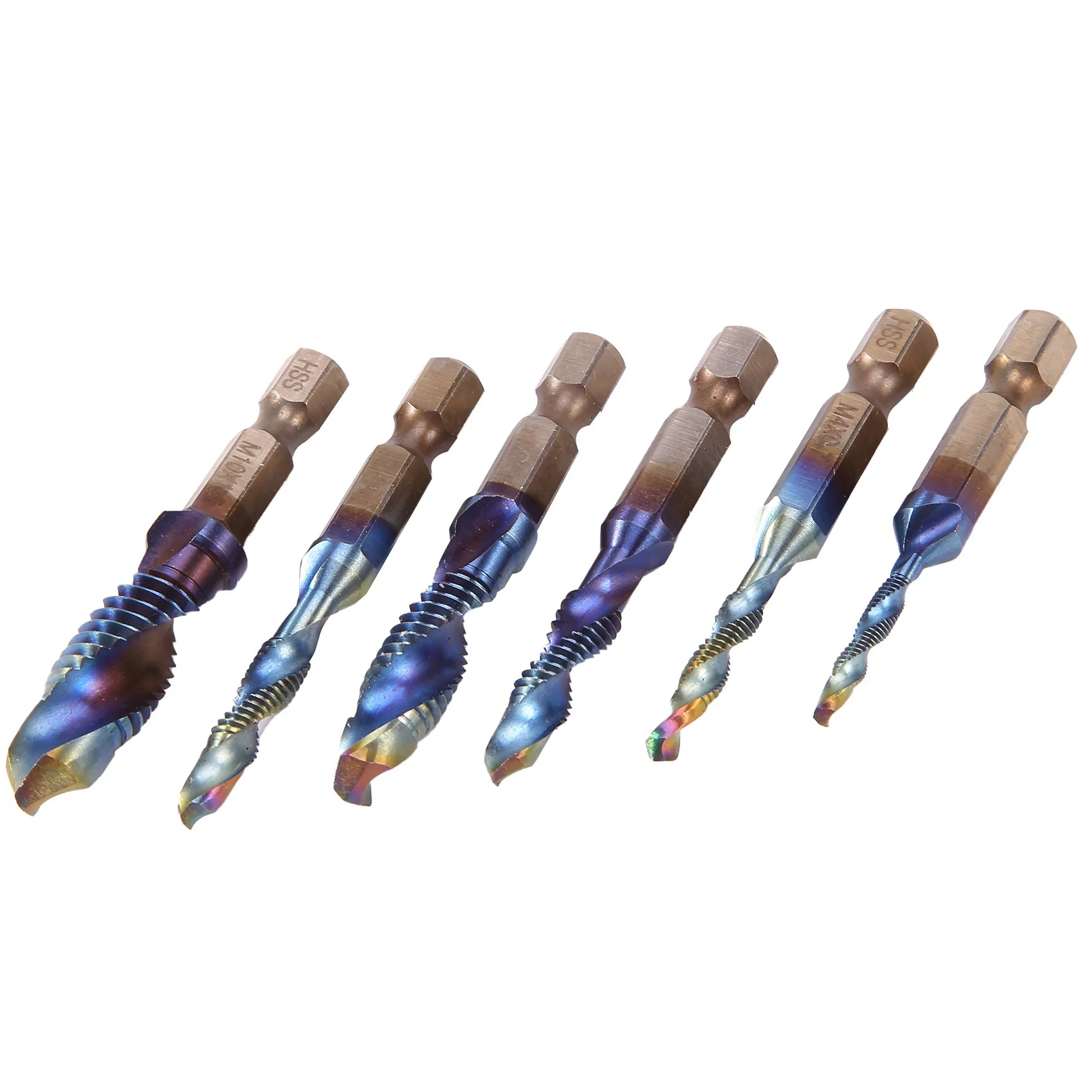 ชุดสว่านแบบรวม Tap & Tap Bit Set ไทเทเนียมเคลือบสกรูแตะเครื่องมือ Bit สําหรับเจาะ Tapping Countersinkin เครื่องมือ