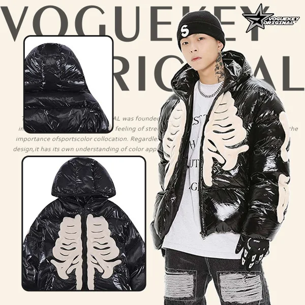 Seton-Parka rembourrée coupe-vent rétro pour homme, veste brillante, manteau chaud épais, Hip Hop Street, Harajuku Y2k, hiver
