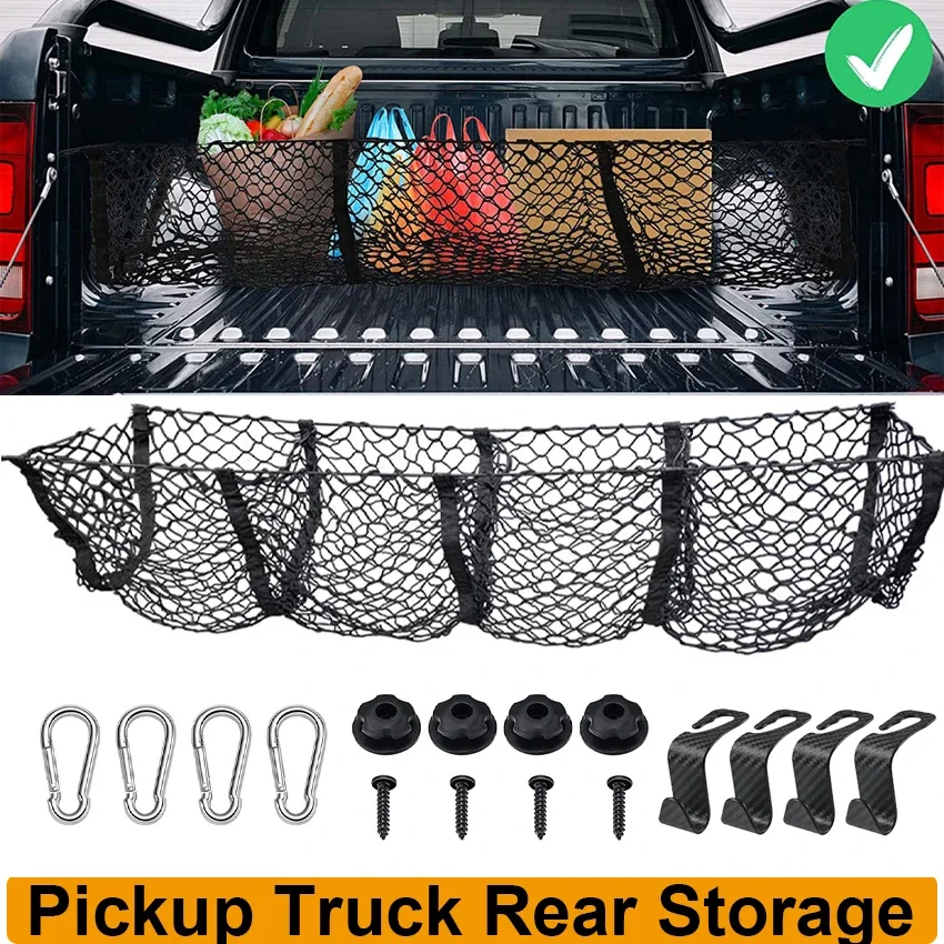 

3/4 Pocket Cargo Net Trunk Luggage Storage Organiser Mesh Universal For Dodge Ram Pickup SRT-10 4x4 DRW Van Trucks Car Tuning