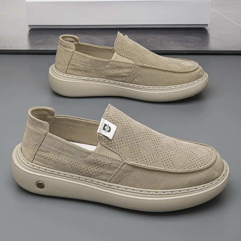 

Summer Casual Shoes For Men Breathable Round Toe Slip-on Shoes Man Comfortable Platform Men's Driving Shoes zapatos para hombre