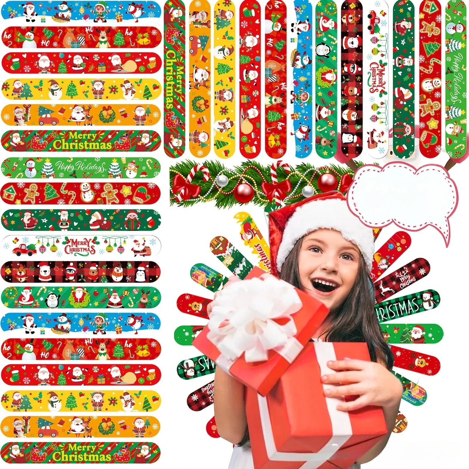 Party Supplies - Christmas Slap Bracelets Christmas Stocking Stuffers