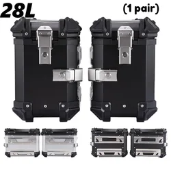 28L Universal Motorcycle Rear Top Box Side Luggage Case Para Motos Storage Trunk Lock Travel Toolbox Aluminum Alloy