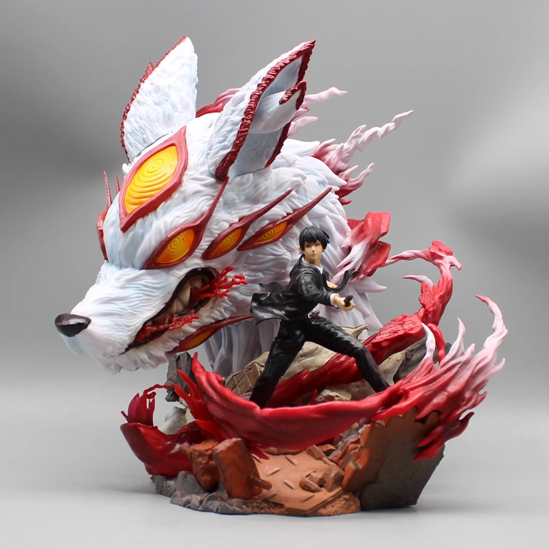 24cm Hayakawa Akira With Glowing Fox Chainsaw Man Anime Figure Model Statue Boys Collection Desktop Decoration Ornament Toy Gift