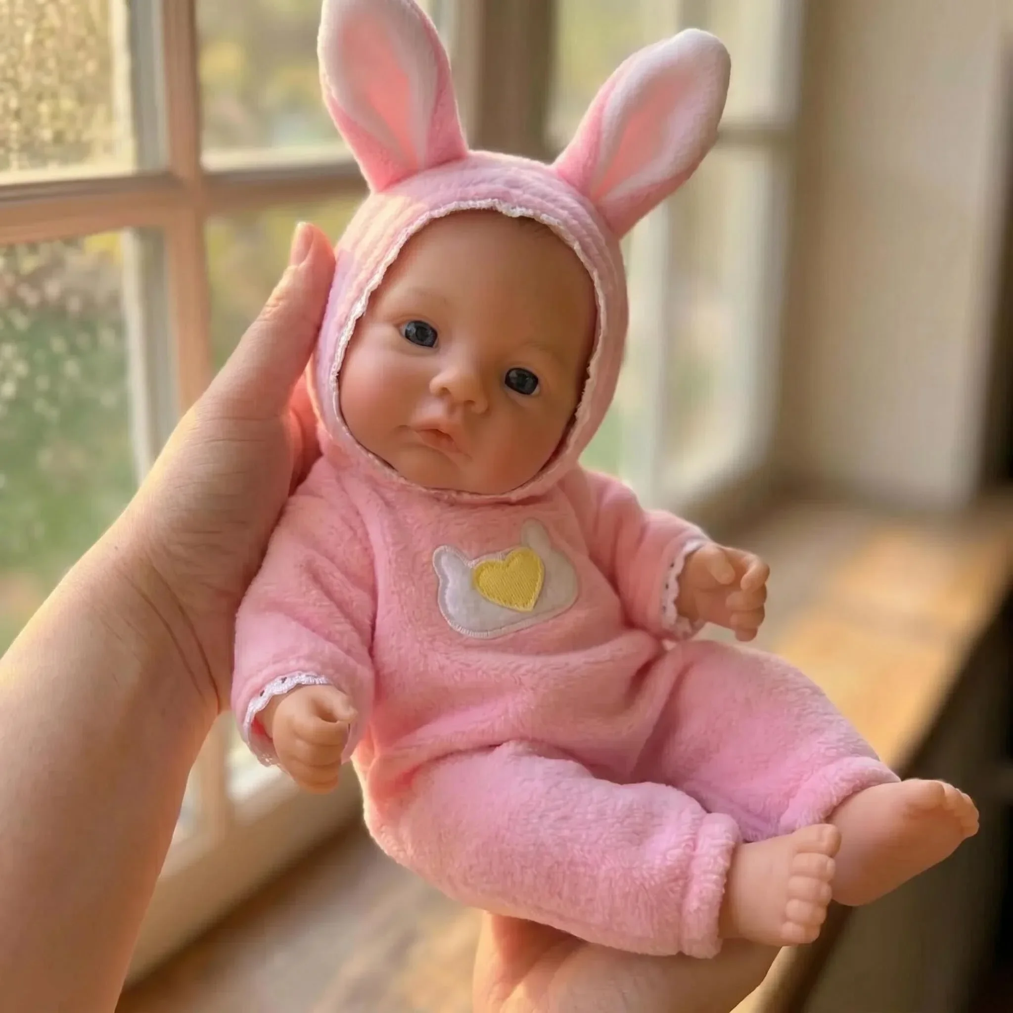 NPK 6inch Reborn Meadow Soft Flexible Elastic Palm Handy Doll Mini Full Solid Platinum Silicone Soft Touch with 3D Painted