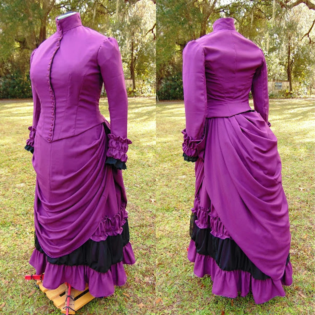 1884s Victorian Bustle Dress Cosplay 18th Century Victorian Civil War Fashion Day Dress Walking Dress Theater Reenactment Dress