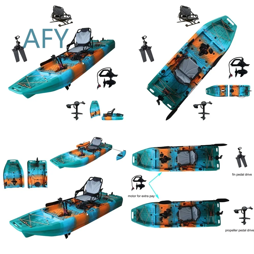 2026 VK für Kajak 9ft Modulares Sitzkajak aus HDPE, ultraleicht, abnehmbar, mit Einzelpedal, elektrisches Angelkajak für Reisen und Outdoor-Aktivitäten auf dem Wasser