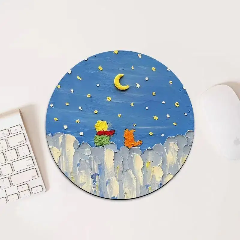 Mouse pad cute cartoon round design for girls, household and office use, anti-slip, high-end feel fashion style