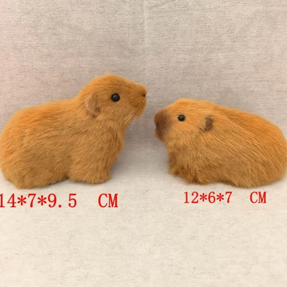 Premium Kawaii Animal Simulation Fur Capybara Exquisite Lifelike Capybara Soft Animal Figurine Model Gift