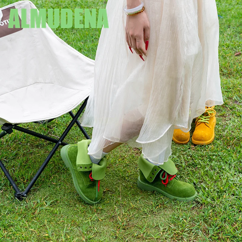 الرجعية جولة تو الجبهة الدانتيل يصل أحذية قصيرة في لون الحلوى المضادة للانزلاق البقرة المدبوغ النمط البريطاني الارتفاع زيادة حذاء كاجوال