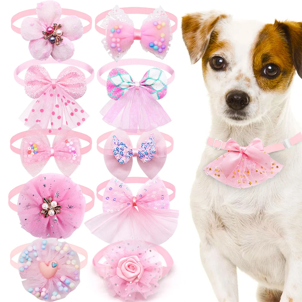 

Colorful Lace Dog Cat BowTies Collar Bulk Puppy Bows Collar Adjustable Bows Necktie for Small Dog Grooming Wholesale Accessories