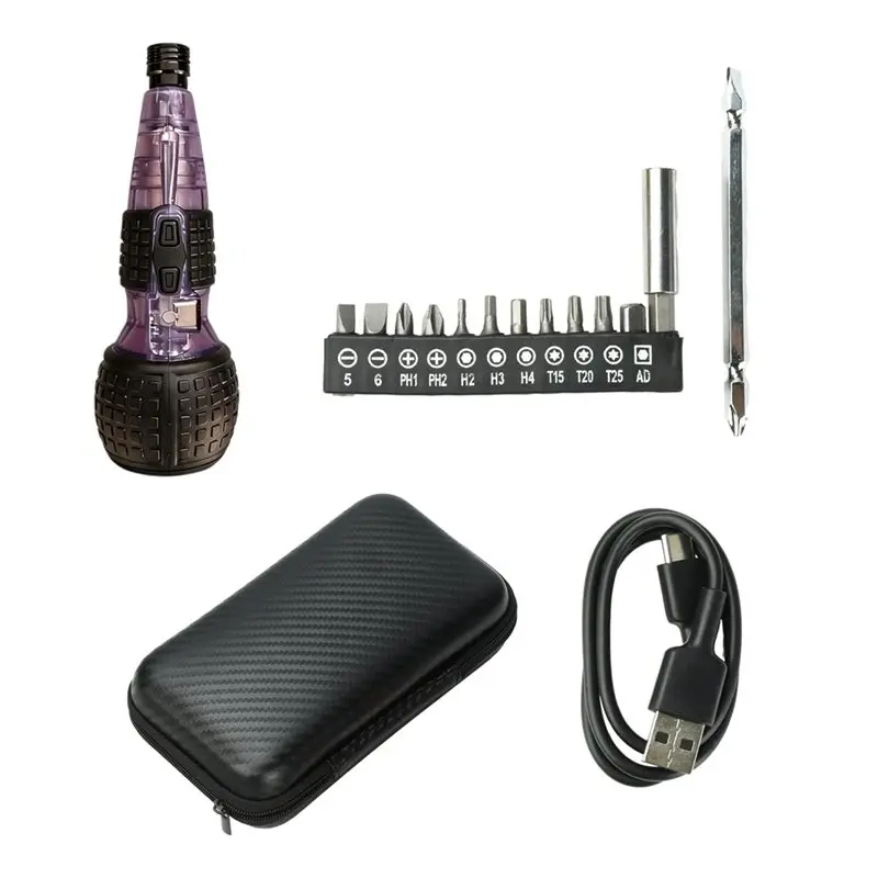 

ALIM-Mini Electric Screwdriver Set, 3.6V Cordless Electric Screwdriver With LED Light, Portable Home Gadget With 3.3Nm