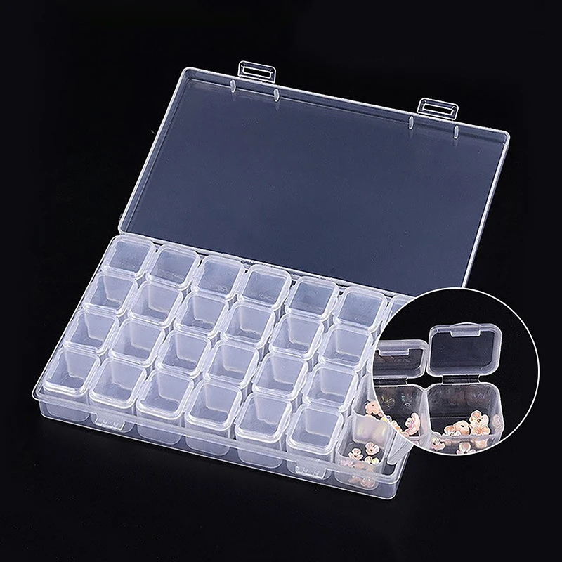 

28 Grids Clear Organizer Box PP Empty Box Jewelry Box Dividers Earring Storage Containers Diamond Painting Case