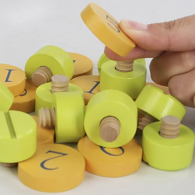 몬테소리 어린이용 나무 나사 조합 분해 계산 보드 수학 게임 교육용 장난감