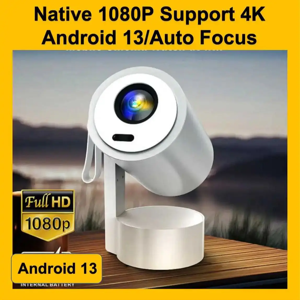 XJ 4K Projector Android 13 Projectors Auto Focus Beamer Projekctor Video Beam Home Theater Cinema Mini Projector for Movies