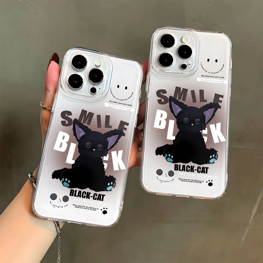 

Trendy Black Cat Print Silicone Phone Case for iPhone 17 16 15 14 13 12 11 Pro Xs Max Air Mini 7 8 6 6s Plus SE 2020 2022 Cover