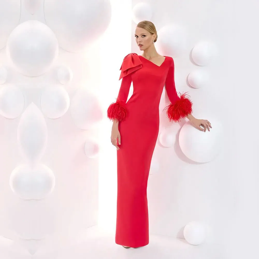 Robe de Bal de Dubaï à Col en V pour Femme, Tenue de Soirée Trois Quarts, Longueur au Sol, ixde Mariage Formelle, Quelle que soit la Collection 2024CL-705