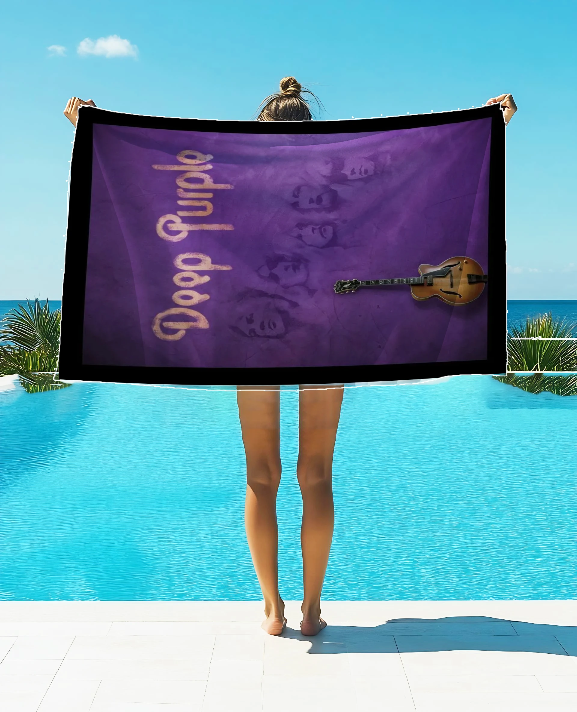 Rock Singer D-Deep P-purple Band Printed Beach Towel thread One Piece Anime Bath Towel 75x150cm Bathroom Shower Washcloth Home
