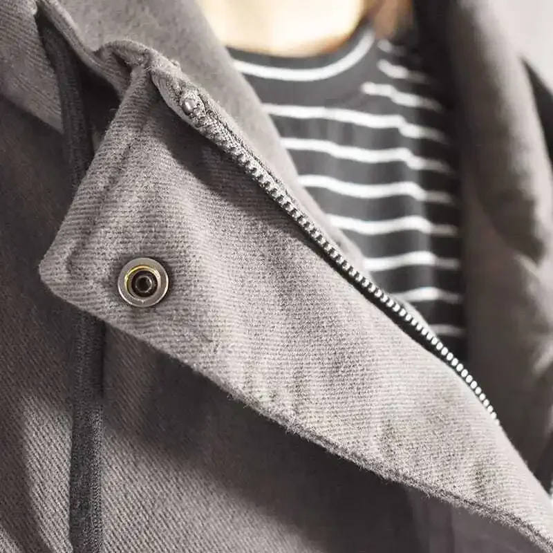 Outono e inverno feminino oversized com capuz viajando à prova de vento jaqueta de algodão