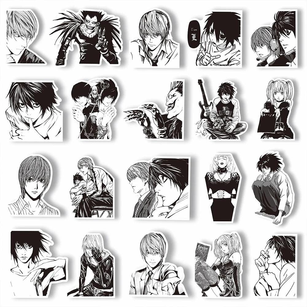 10/30/65pcs Anime nero bianco DEATH NOTE Graffiti adesivi Laptop moto telefono valigia auto Cool decorazione Sticker giocattolo per bambini