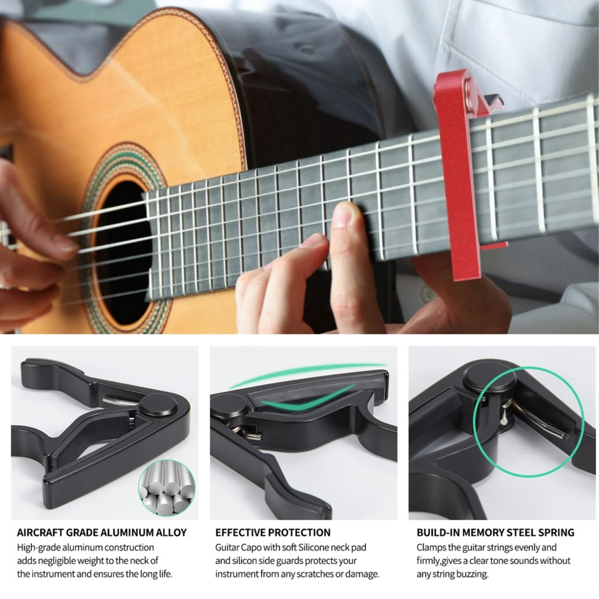 Miwayer Guitar Capo - Precision Tuning, Buzz-Free Design for 6-String Acoustic, Electric & Classical Guitars + Ukulele
