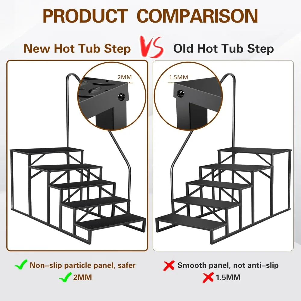 RV Steps with Handrail, 6 Step RV Stairs 660 lbs Load Capacity, Step Ladder with Anti-Slip Panel, Mobile Home Stairs