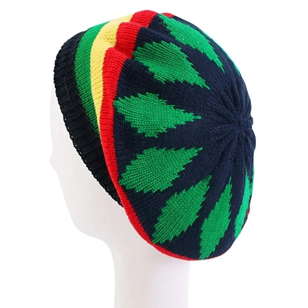الكلاسيكية الجامايكي الريغي فضفاضة محبوك قبعة دافئة لينة قبعة البيريه الصوف محبوك Skullcap بيني كاب