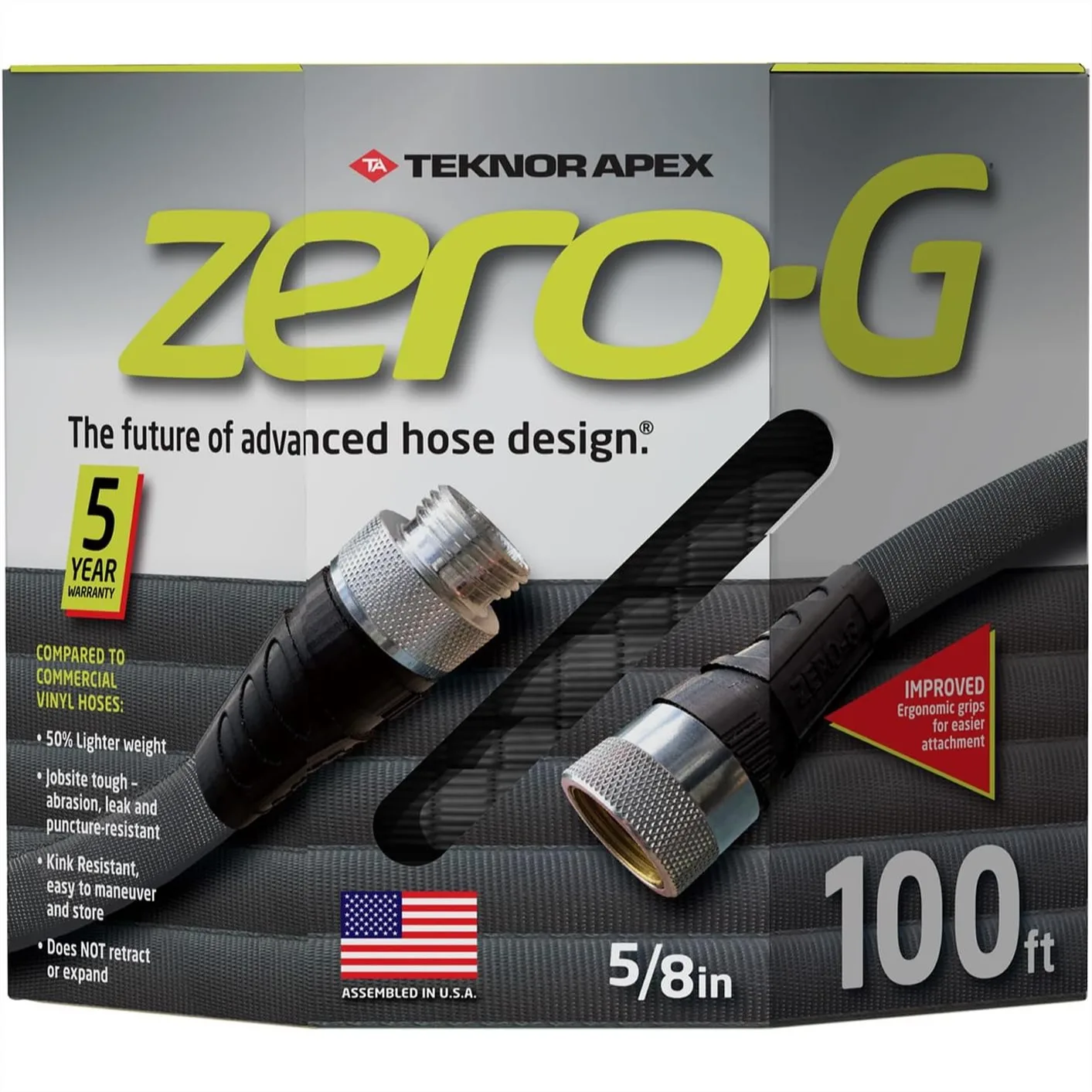 

5/8" x 100' Garden Hose, Lightweight & Flexible, Kink-Resistant, Crush-Proof, Lead-Free