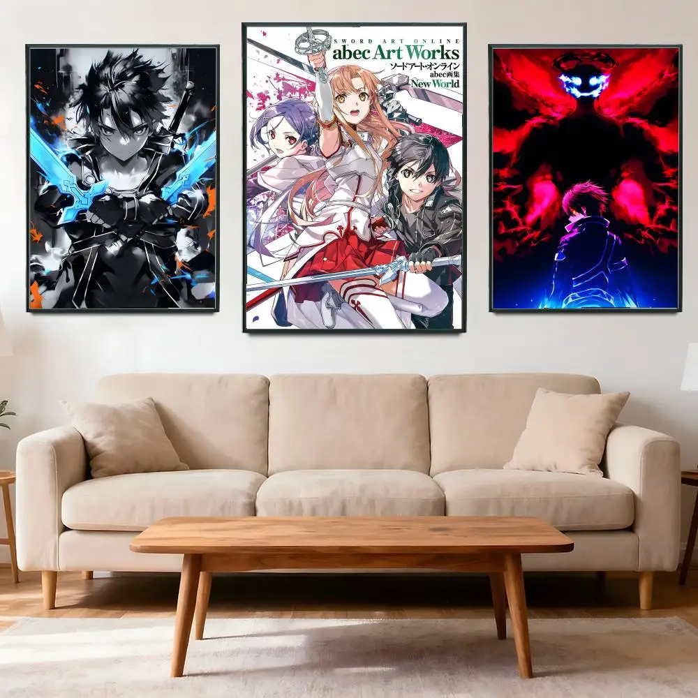 ملصق Sword Art Online SAO عالي الدقة متعدد الاستخدامات مقاوم للماء لتزيين الحائط ذاتي اللصق لأي مساحة هدية مثالية