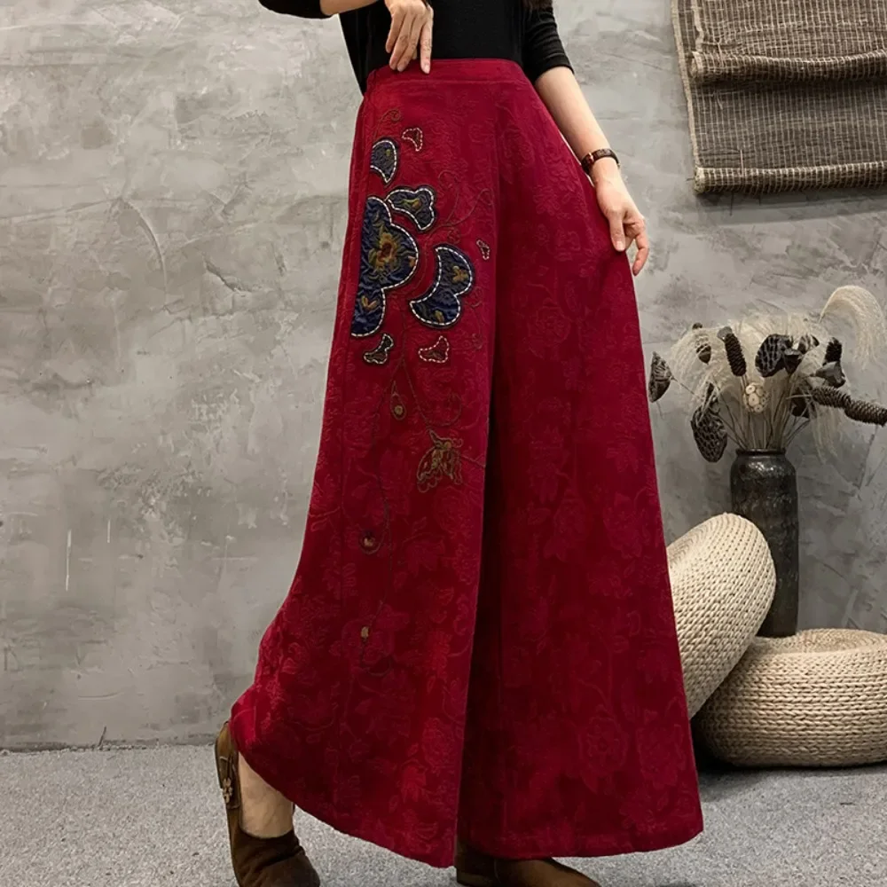 Vintage Streetwear Ethnic Style High End Quality Casual Women Clothing Wide Leg Pants Women Streetwear Y2k Pants Fashion Clothes