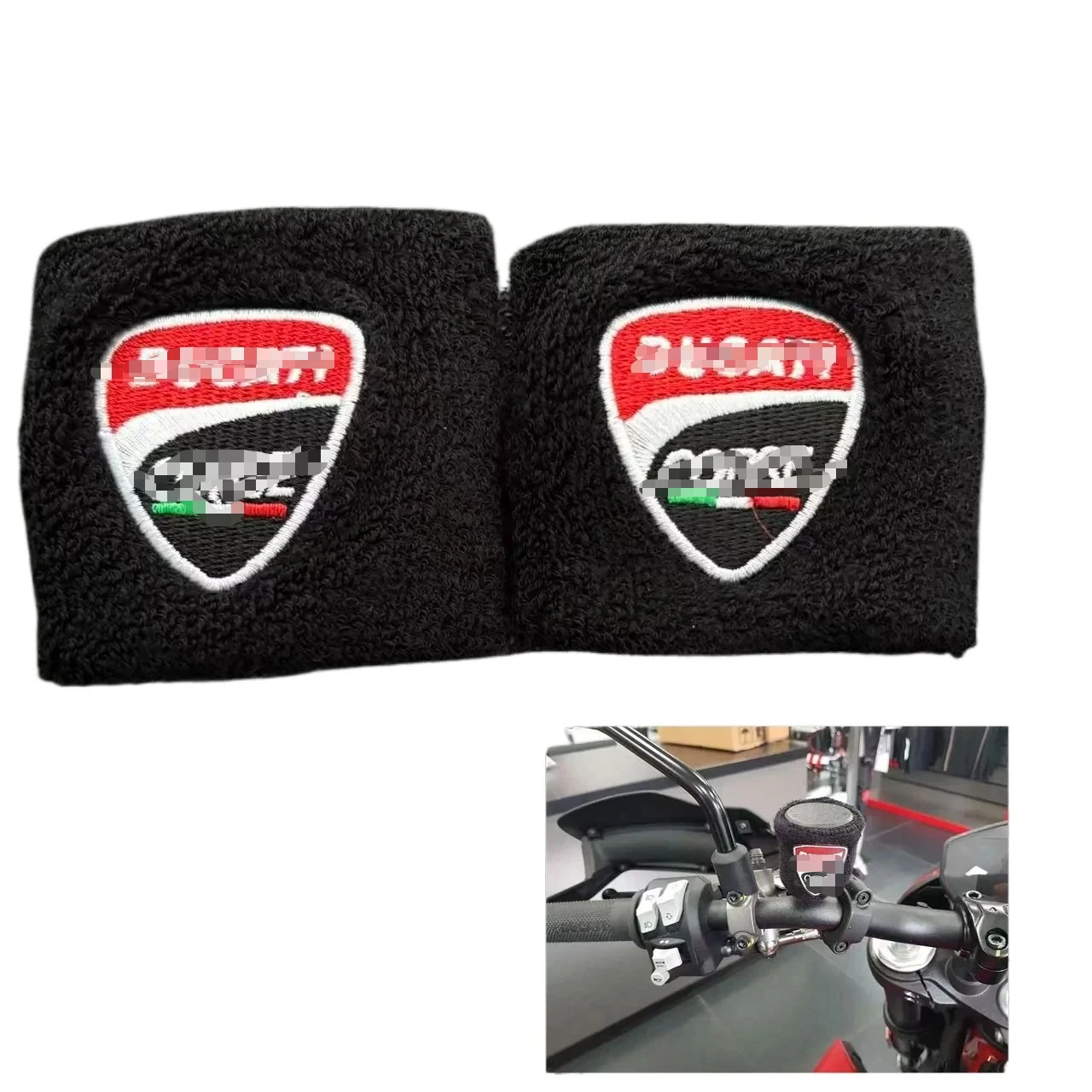 Motorcycle Embroidery Front Fluid Oil Brake Reservoir Sock Cover For Ducati Monster 695 696 795 796 Panigale Diavel V2 Scrambler