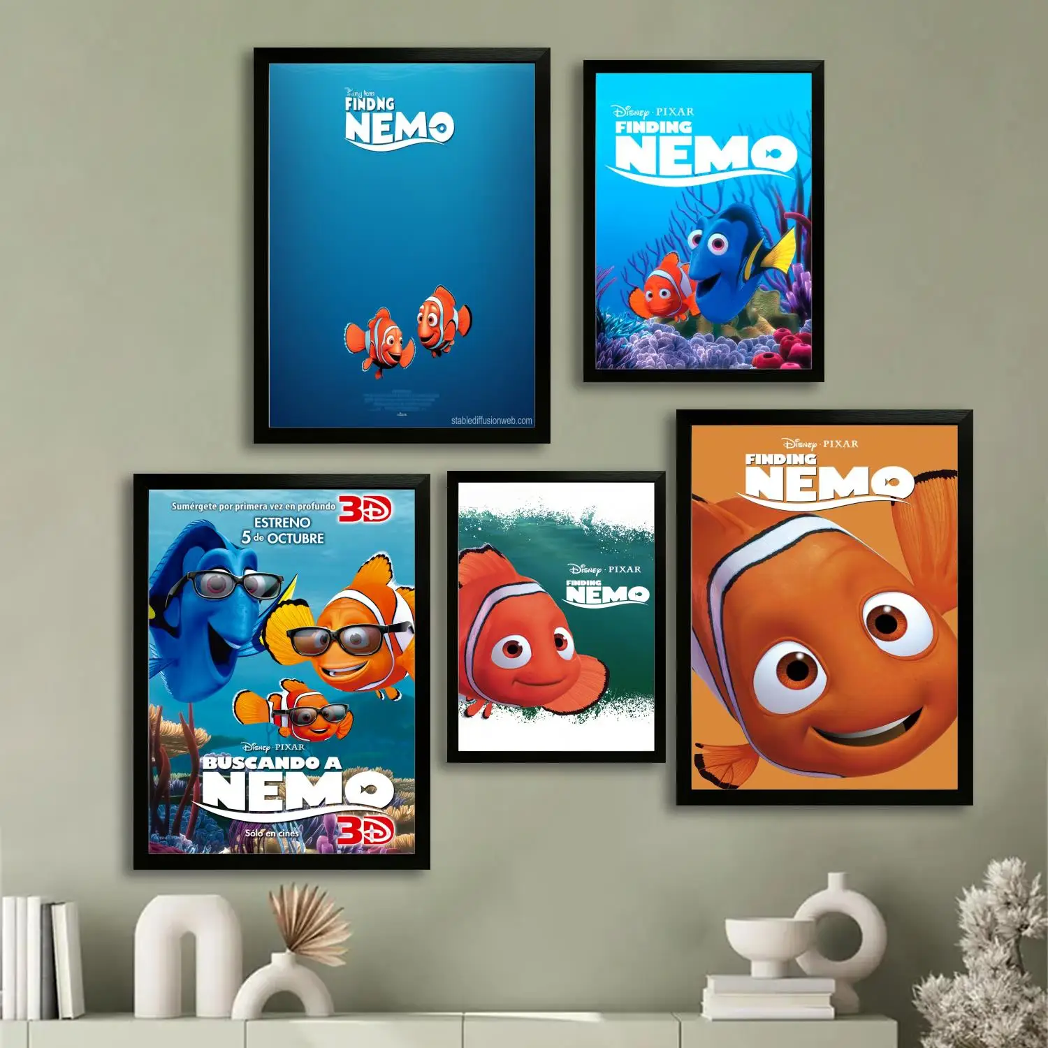 

Finding Nemo Canvas Art Poster, Wall Art Picture Print, Modern Family Bedroom Decor Posters,Decorative painting