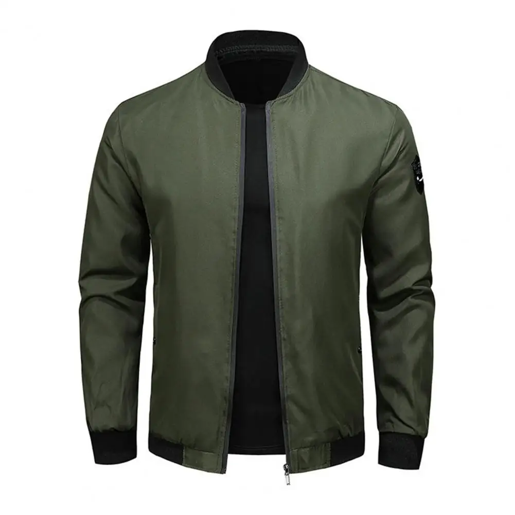 Abrigo versátil con cuello levantado para hombre, cárdigan elegante con cierre de cremallera, chaqueta suave y transpirable con bolsillos y