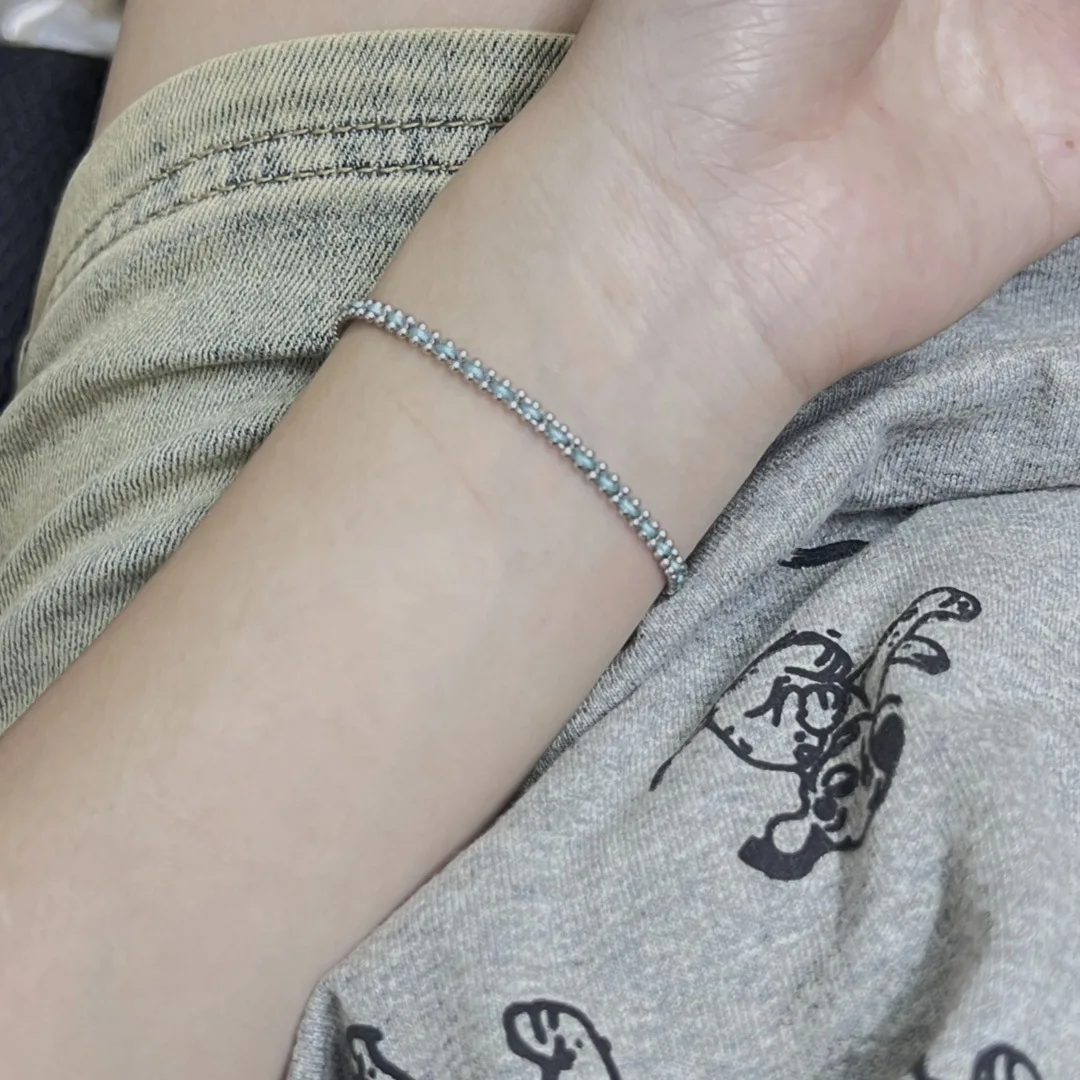 New in silver 925 Fresh Woven Chain Peacock Blue Bracelets for women Stacked Couple Style DIY Hand Rope Charms Jewelry Gift