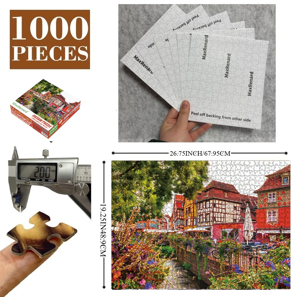 Colmar 1000PCS Landscape Jigsaw Puzzle with Complete Framing Display Kit Self-Adhesive Back Stickers Wall Art Decor