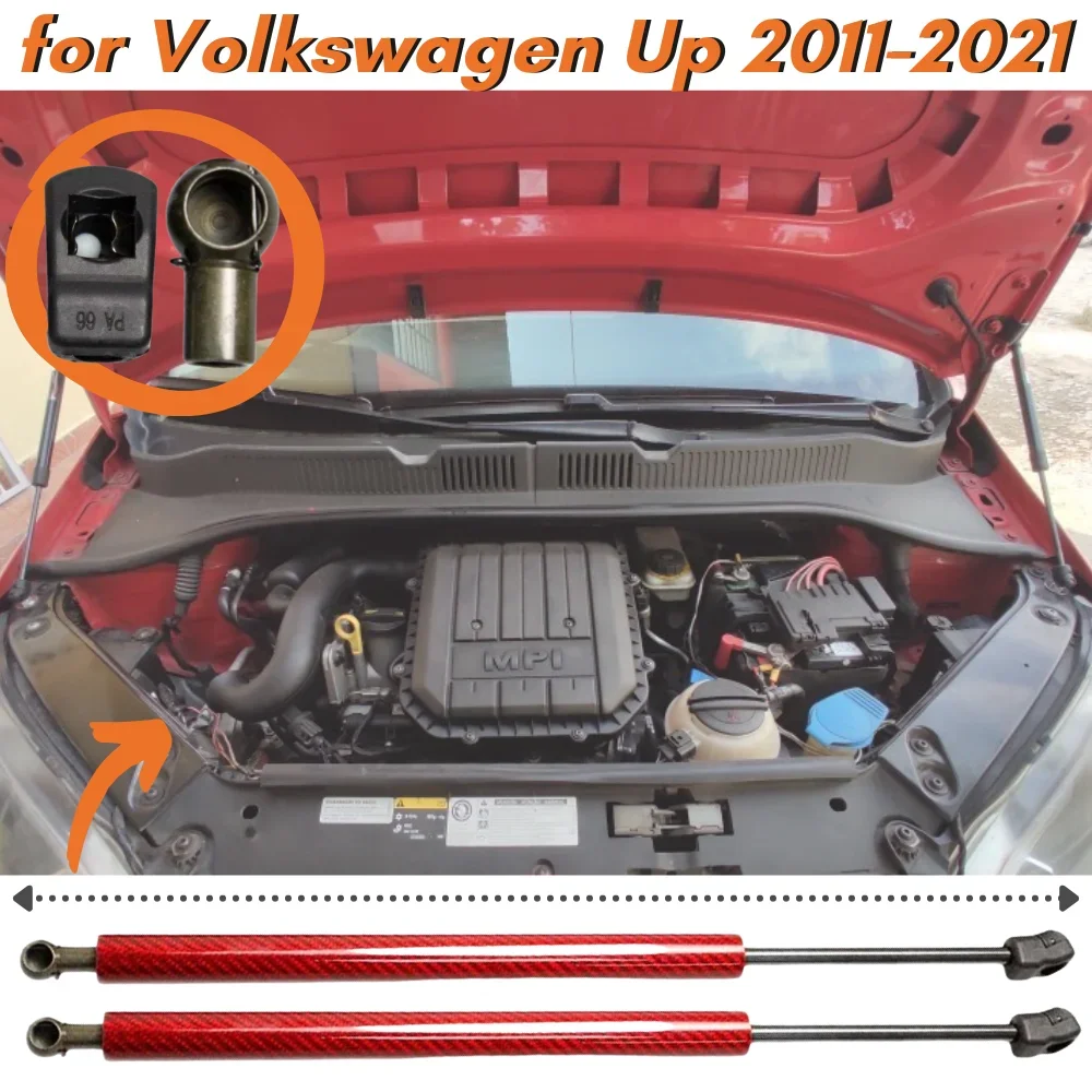 

Кол-во (2) стойки капота для Volkswagen VW Up 2011-2021, передняя крышка капота, газовые пружины из углеродного волокна, амортизаторы, амортизаторы, подъемники