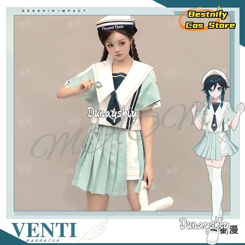 CosplayAnime Genshin Impact Cosplay Venti femmes jiakei robe Costumes veste ample manteau à capuche à manches courtes jupe ensemble déguisement