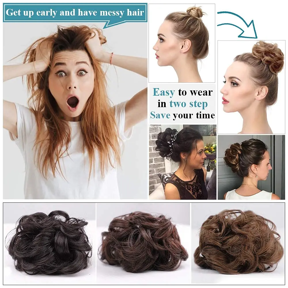 Messy Bun Hair Piece Claw Hair Bun Peruka przypięta w pazurach Naturalna falista kręcona grzebień Peruka syntetyczna dla kobiet