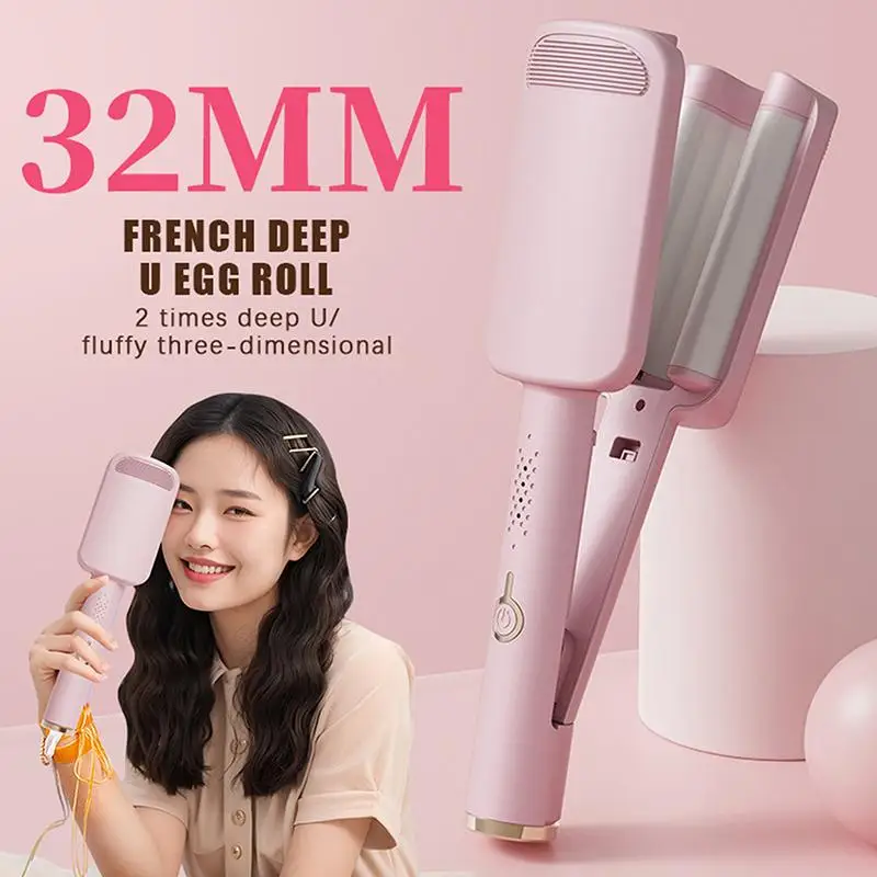 1Pcs 32mm Automatic Lambswool Curling Tool Electric Curling Iron Long Lasting French Deep Waver Hair Styling For Women