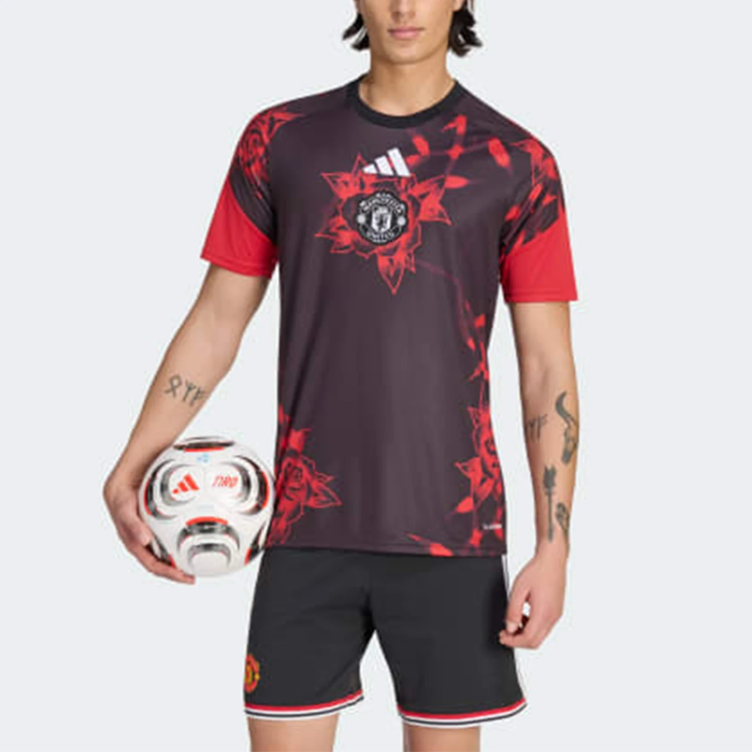 Adidas genuine men's fashionable breathable football warm-up short sleeved T-shirt KC4908
