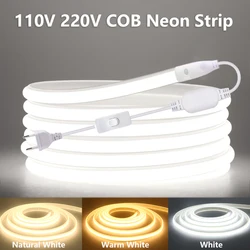 110V 220V COB LED Strip High Brightness Waterproof LED Tape Flexible Neon Light Strip For Bedroom Kitchen Outdoor Garden Lights