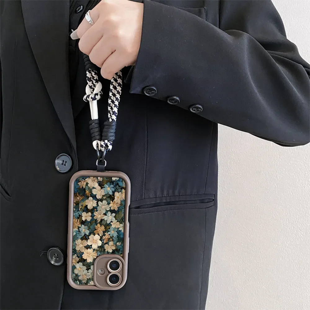 Cxd5레트로 플라워 목걸이 스트랩 케이스 삼성 S24 S25 S23 S22 S21 플러스 울트라 S21 S23 S24 FE 손목 체인 크로스바디 랜야드 커버