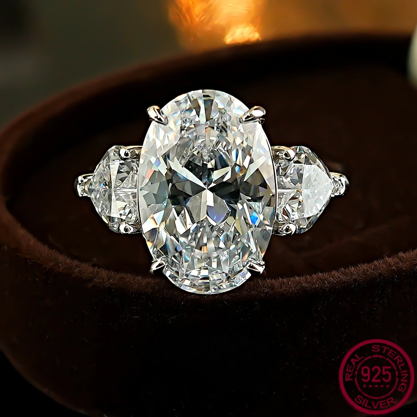 

New Heavy Industry Luxury 10 Carat Oval Pigeon Egg S925 Silver Ring, niche luxury, exaggerated wedding jewelry
