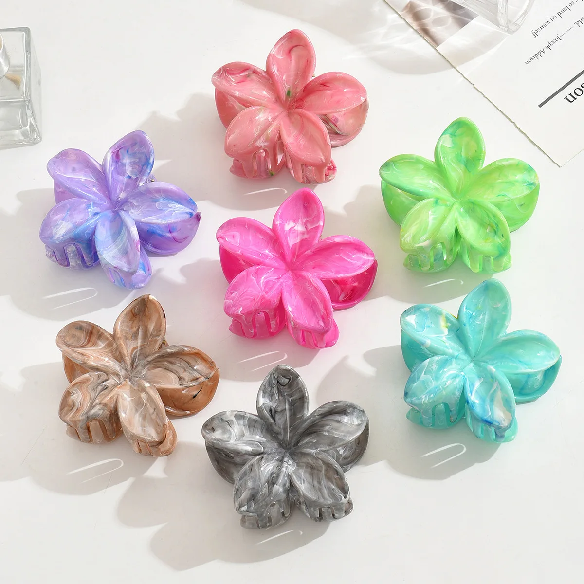 

Fashion Boho Colorful Large Flower Hair Claw Clips Hair Ponytail Shark Clip Barrette Women Girls Hawaii Summer Hair Accessories