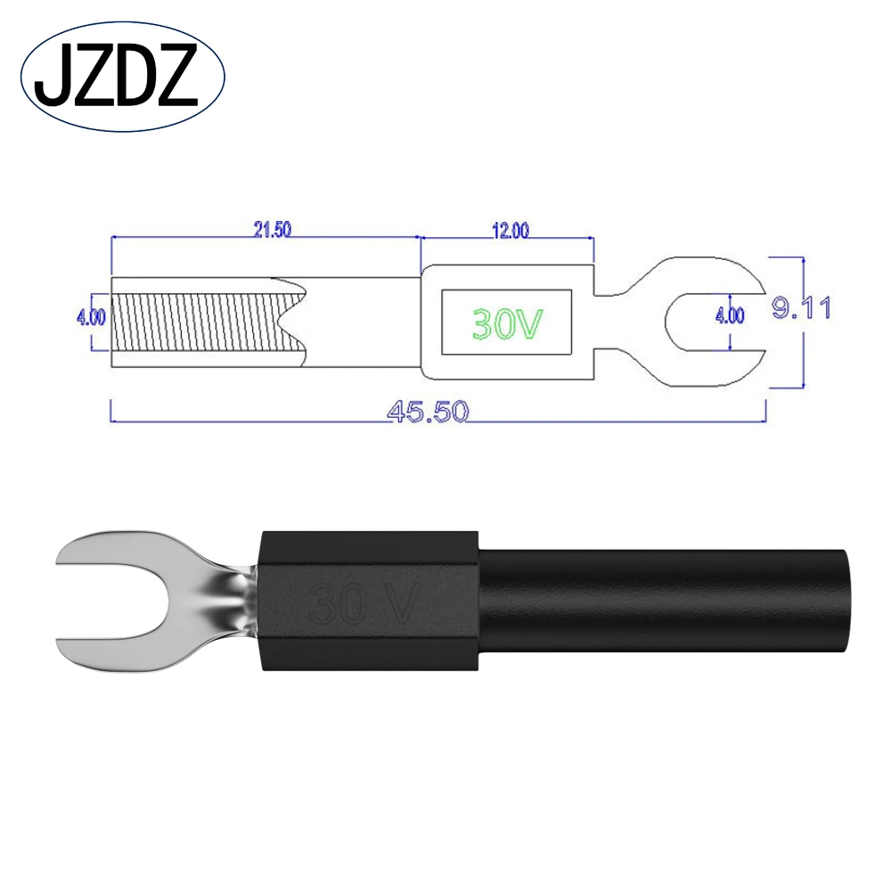 JZDZ 10PCS Insulated Fork Spade U-Type Wire Connector Electrical Crimp Terminal Y Spade Plug Copper Banana Socket 4mm J.20015