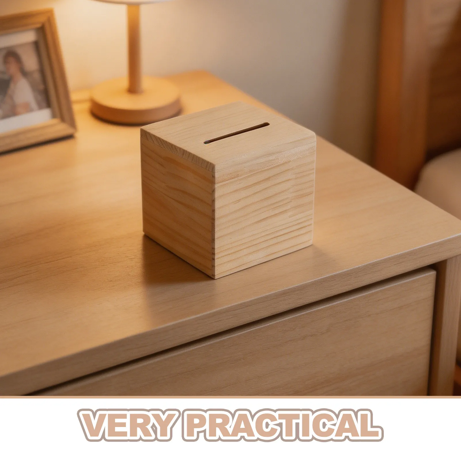 Wooden Money Box Only in No Out Coin Bank 4 Inch Must Break Open Coin Saving Box Cash Challenge Gift Only in Money Bank