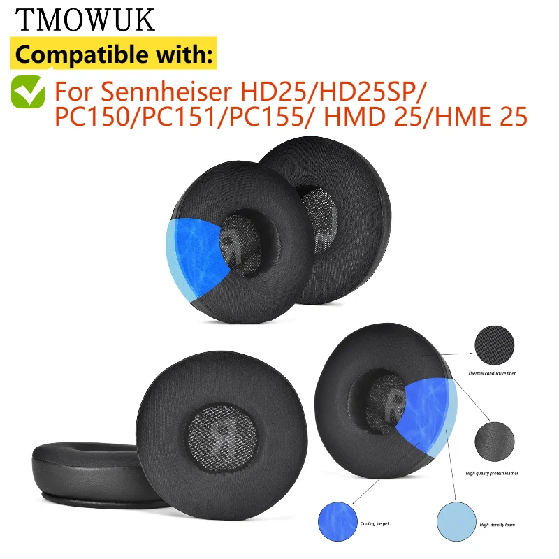 

Replacement Earpad Memory Foam Cushions For Sennheiser HD25/HD25SP/PC150/PC151/PC155/ HMD 25/HME 25 Headphones Cooling Gel