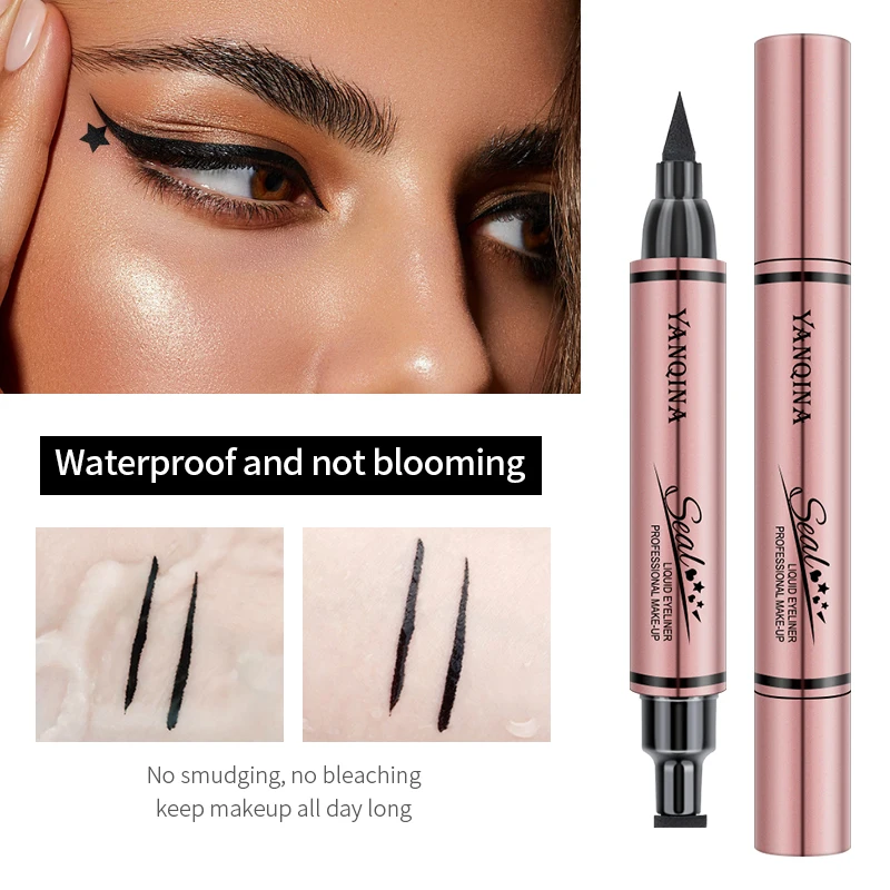 2 in1Double głowy wodoodporny Eyeliner w płynie księżyc gwiazda w kształcie serca tatuaż pieczęć szybkie do wyschnięcia Eyeliner ołówek przybory do makijażu 1pc